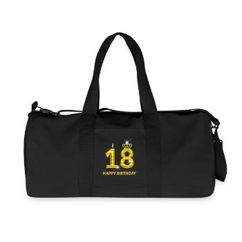 18-happy birthday - birthday - number gold - Recycled Canvas Sports Bag by Stanley/Stella - black - Front
