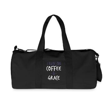 I Run On Coffee And Grace Christian Bible Verse - Recycled Canvas Sports Bag by Stanley/Stella - black - Front