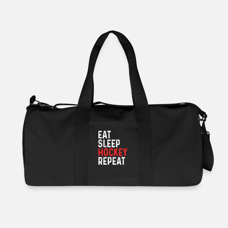 Eat Sleep Hockey Repeat - Recycelte Canvas-Sporttasche von Stanley/Stella - Schwarz