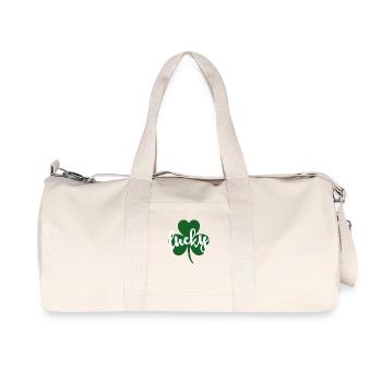 Glücklicher Glitter-Klee-St.-Patricks-Tag lustig - Recycelte Canvas-Sporttasche von Stanley/Stella - Naturweiß - Vorne