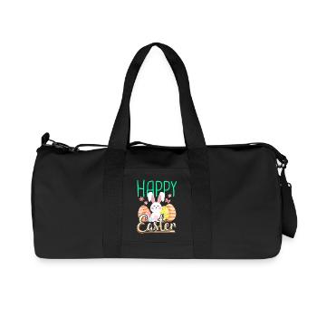 Frohe Ostern Geschenk Osterhase Ostereier Comic - Recycelte Canvas-Sporttasche von Stanley/Stella - Schwarz - Vorne