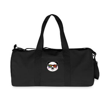 Panda cool avec des caricatures d'été de lunettes de soleil - Sac de sport en toile recyclée Stanley/Stella - noir - Devant