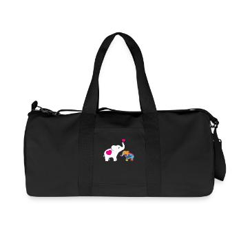 Cadeau de tee-shirt de conscience d'éléphant d'autisme - Sac de sport en toile recyclée Stanley/Stella - noir - Devant