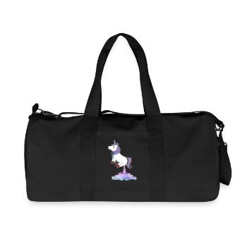 Unicorn chiot pet cadeau idée - Sac de sport en toile recyclée Stanley/Stella - noir - Devant