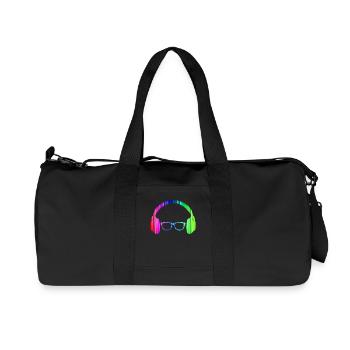 Headphones And Sunglasses Neon T-Shirt Glowing - Recycled Canvas Sports Bag by Stanley/Stella - black - Front