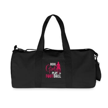 Echte Mädchen spielen Fußball Frauenfußball - Recycelte Canvas-Sporttasche von Stanley/Stella - Schwarz - Vorne