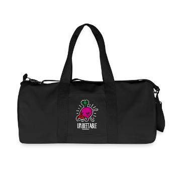 Beetroot betterave / imbattable sur dark - Sac de sport en toile recyclée Stanley/Stella - noir - Devant