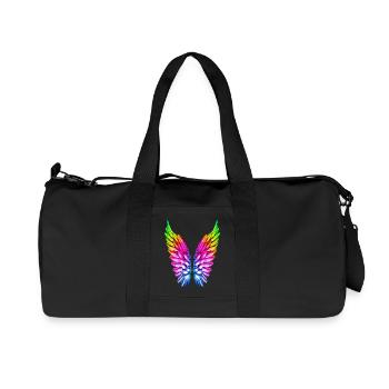 LGBT Arc-en-ciel Ailes angéliques Gay Lesbienne Lesbienne - Sac de sport en toile recyclée Stanley/Stella - noir - Devant