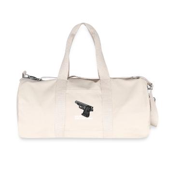 Pistol design with text motif - Recycled Canvas Sports Bag by Stanley/Stella - natural - Front