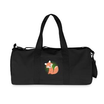 Smiling fox in halftone - Recycled Canvas Sports Bag by Stanley/Stella - black - Front