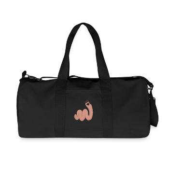 Motif enfant: ver de terre portant chapeau et lunettes de soleil - Sac de sport en toile recyclée Stanley/Stella - noir - Devant