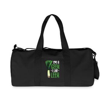 LeekGeek : J’aime les poireaux - Sac de sport en toile recyclée Stanley/Stella - noir - Devant