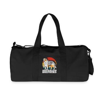 Australian Shepherd Aussie Retro - Recycled Canvas Sports Bag by Stanley/Stella - black - Front