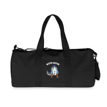 Moin Moin Möwe mit Schwert Nordsee Ostsee Seemann - Recycelte Canvas-Sporttasche von Stanley/Stella - Schwarz - Vorne