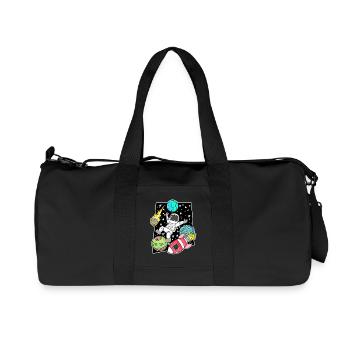 Astronaut im Weltall mit Rakete - Recycelte Canvas-Sporttasche von Stanley/Stella - Schwarz - Vorne