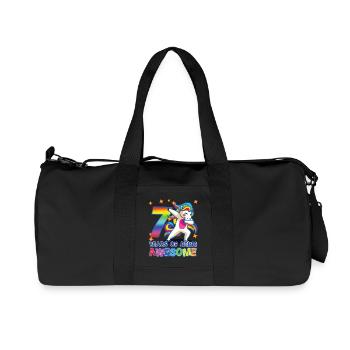 Cadeau de 7ème anniversaire pour les filles Licorne de 7 ans - Sac de sport en toile recyclée Stanley/Stella - noir - Devant