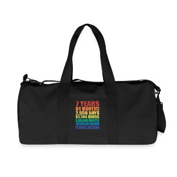 Funny 7th Birthday Gift, Age 7 Years Old - Recycled Canvas Sports Bag by Stanley/Stella - black - Front