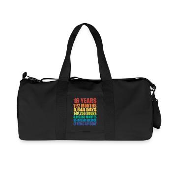 Drôle de cadeau d’anniversaire de 16 ans, 16 ans - Sac de sport en toile recyclée Stanley/Stella - noir - Devant