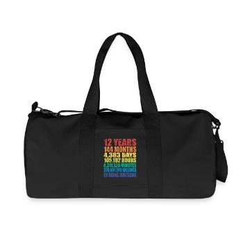 Funny 12th Birthday Gift, Age 12 Years Old - Recycled Canvas Sports Bag by Stanley/Stella - black - Front
