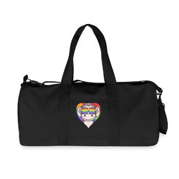 Cœur LGBT avec singe arc-en-ciel - Sac de sport en toile recyclée Stanley/Stella - noir - Devant