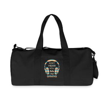 Can't Hear You I'm Gaming - Funny Gamer Quote - Recycled Canvas Sports Bag by Stanley/Stella - black - Front