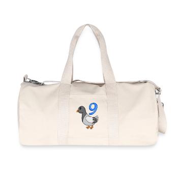 9 years old - 9th birthday - pigeon bird motif - Recycled Canvas Sports Bag by Stanley/Stella - natural - Front