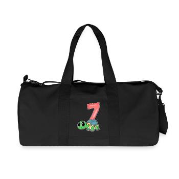 7 ans - 7ème anniversaire - motif tortue - Sac de sport en toile recyclée Stanley/Stella - noir - Devant