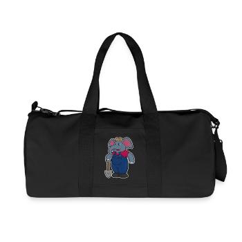 Elephant as farmer with shovel - Recycled Canvas Sports Bag by Stanley/Stella - black - Front