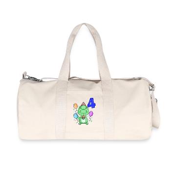 4 years old - Dinosaurs - 4th birthday gift - Recycled Canvas Sports Bag by Stanley/Stella - natural - Front