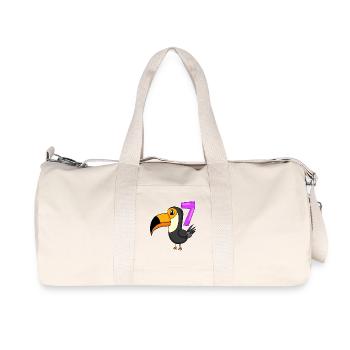 7 years old - 7th birthday - toucan bird motif - Recycled Canvas Sports Bag by Stanley/Stella - natural - Front