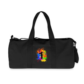 1. Kinder Geburtstag Kind Party Bunt Splash Motiv - Recycelte Canvas-Sporttasche von Stanley/Stella - Schwarz - Vorne