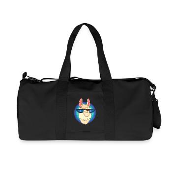 Cooles Lama mit Sonnenbrille - Recycelte Canvas-Sporttasche von Stanley/Stella - Schwarz - Vorne