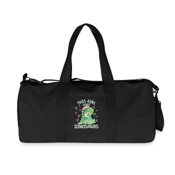 Dieses Maedchen Liebt Dinosaurier - Recycelte Canvas-Sporttasche von Stanley/Stella - Schwarz - Vorne