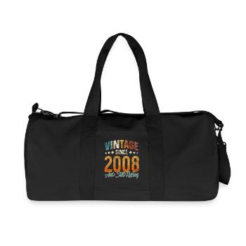 2008 Year of birth Birthday Year of construction Vintage - Recycled Canvas Sports Bag by Stanley/Stella - black - Front
