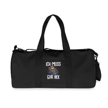 Ich Muss Gar Nix Faultier - Recycelte Canvas-Sporttasche von Stanley/Stella - Schwarz - Vorne