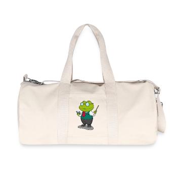Frosch Lehrer Buch Schule - Recycelte Canvas-Sporttasche von Stanley/Stella - Naturweiß - Vorne