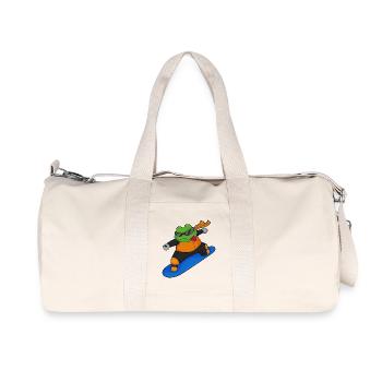 Frosch Snowboarder Snowboard - Recycelte Canvas-Sporttasche von Stanley/Stella - Naturweiß - Vorne