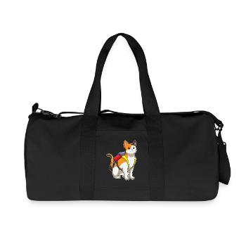 Chat avec cartable - Sac de sport en toile recyclée Stanley/Stella - noir - Devant