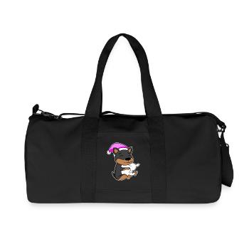 Chien Nain Pinscher avec oreiller et bonnet de couchage - Sac de sport en toile recyclée Stanley/Stella - noir - Devant
