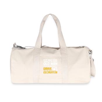 Old man drive an excavator - Recycled Canvas Sports Bag by Stanley/Stella - natural - Front