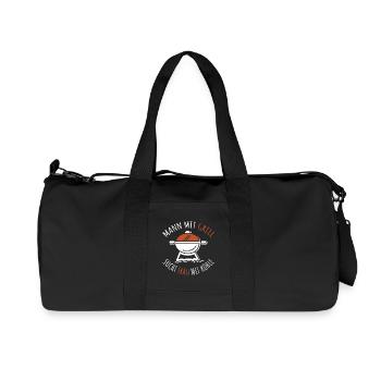 Mann Mit Grill Sucht Frau Mit Kohle BBQ Grillen - Recycelte Canvas-Sporttasche von Stanley/Stella - Schwarz - Vorne