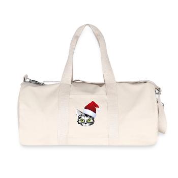 katze xmas weihnachten santa cat niedlich cute lol - Recycelte Canvas-Sporttasche von Stanley/Stella - Naturweiß - Vorne