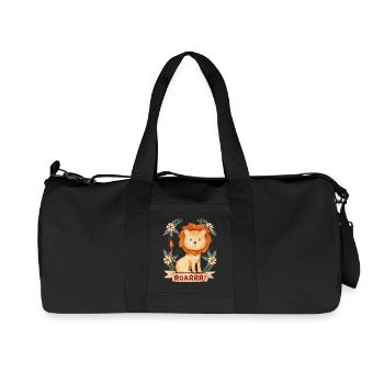 Merry Leo, saying Roarrr, zodiac sign Leo - Recycled Canvas Sports Bag by Stanley/Stella - black - Front