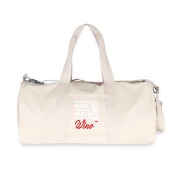 Sit at home, pet my bulldog and drink wine - Recycelte Canvas-Sporttasche von Stanley/Stella - Naturweiß - Vorne