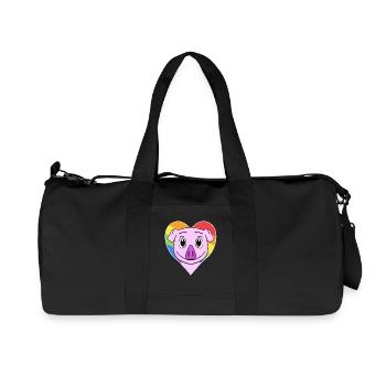 Cochon animal gay au cœur arc-en-ciel - Sac de sport en toile recyclée Stanley/Stella - noir - Devant