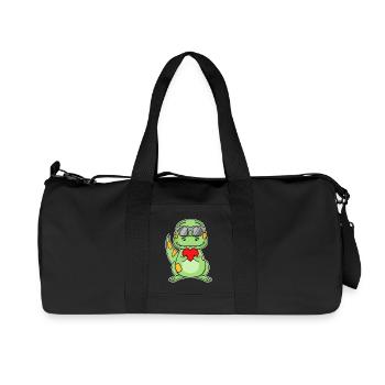 Dinosaurs with Heart - Love Romantic - Recycled Canvas Sports Bag by Stanley/Stella - black - Front