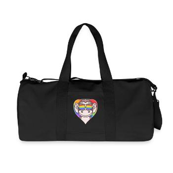 Gay Tier Affe Regenbogen Herz - Recycelte Canvas-Sporttasche von Stanley/Stella - Schwarz - Vorne