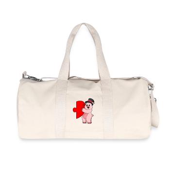 Pig Groom Heart Wedding - Recycled Canvas Sports Bag by Stanley/Stella - natural - Front