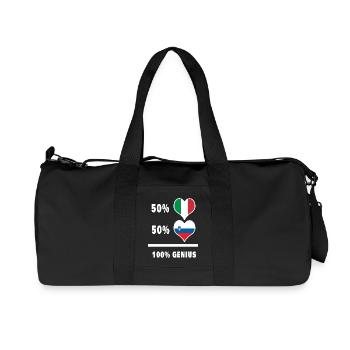 Slovenia and Italy flags 100% genius - Recycled Canvas Sports Bag by Stanley/Stella - black - Front