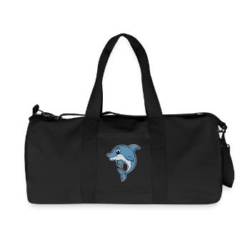 Dolphin Family - Dolphin with Baby - Dolphin Motif - Recycled Canvas Sports Bag by Stanley/Stella - black - Front